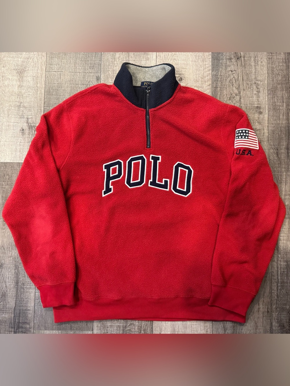 Men’s POLO RALPH LAUREN 1/4 Zip Fleece Sweatshirt XL Quarter Sherpa Sweater
